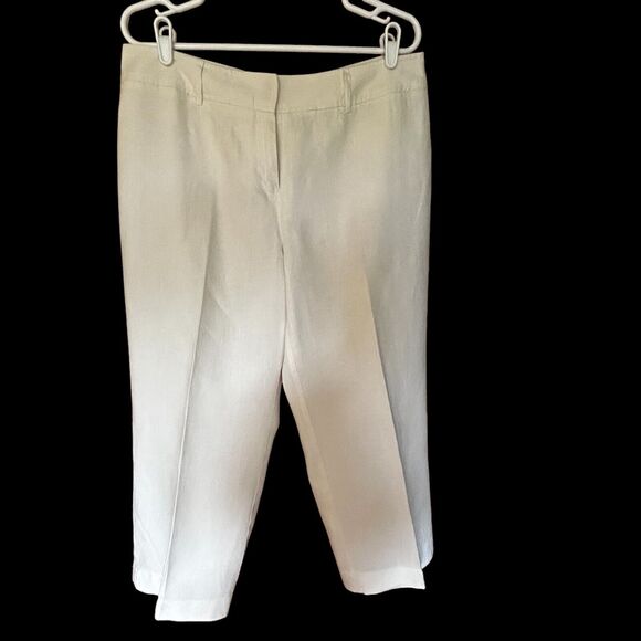 NWT STYLE & CO. Size 16 White Crop Capri Pants 100% Linen - Picture 1 of 13